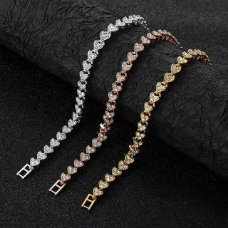 Women Fashion Roman Style Zircon Crystal Heart Bracelet